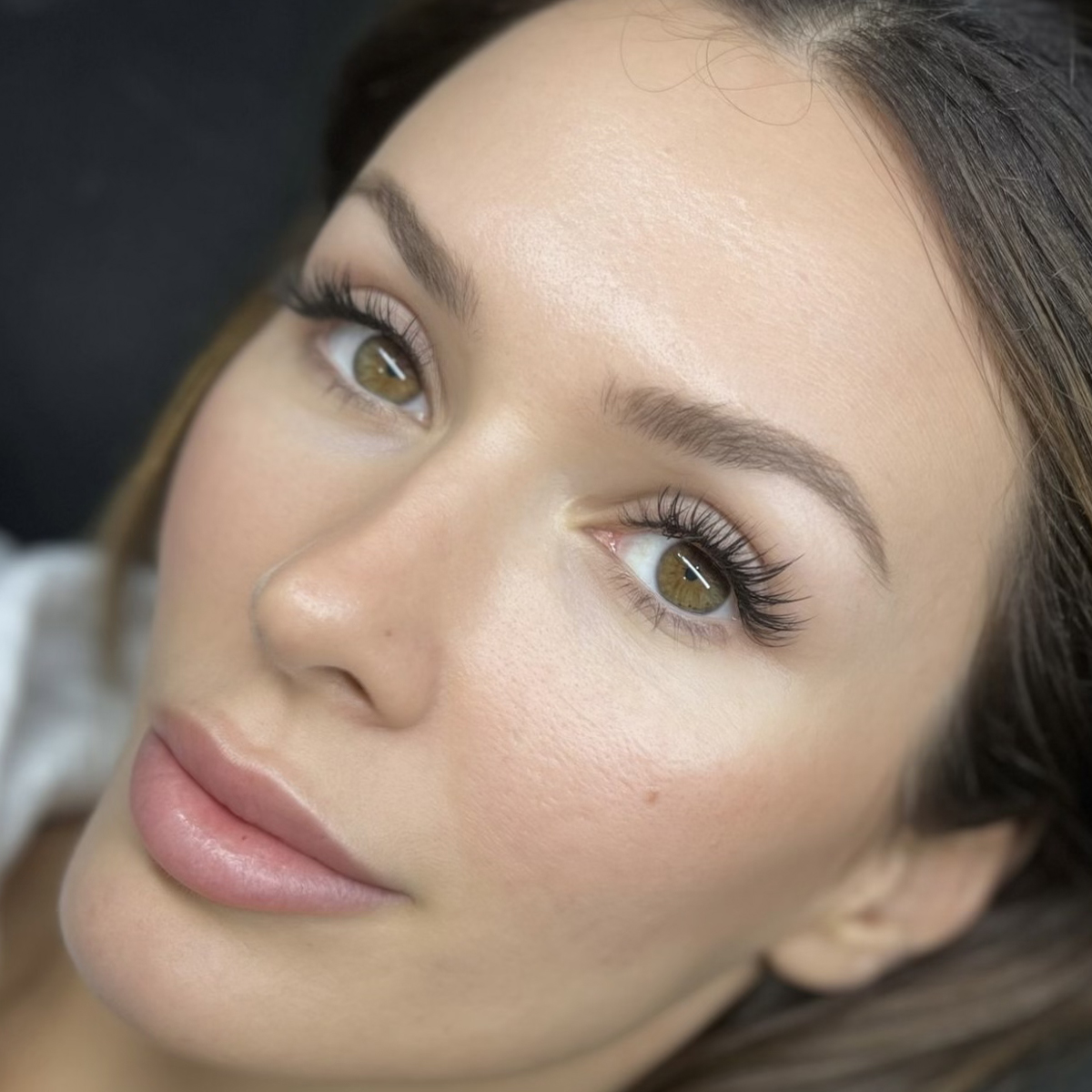 Natural classic lash extensions close-up